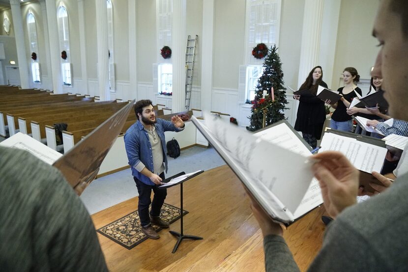 Verdigris Founder and Artistic Director Sam Brukhman gives direction during rehearsal at...