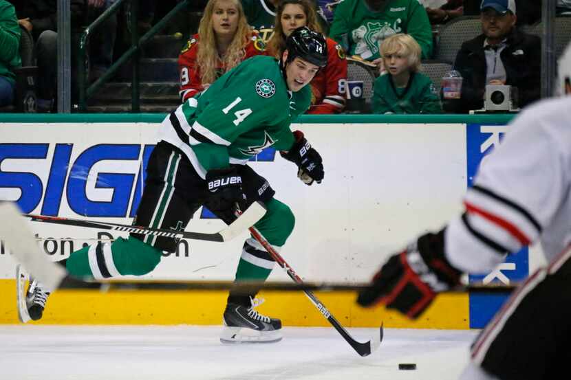 Dallas Stars left wing Jamie Benn (14) is pictured during the Chicago Blackhawks vs. the...