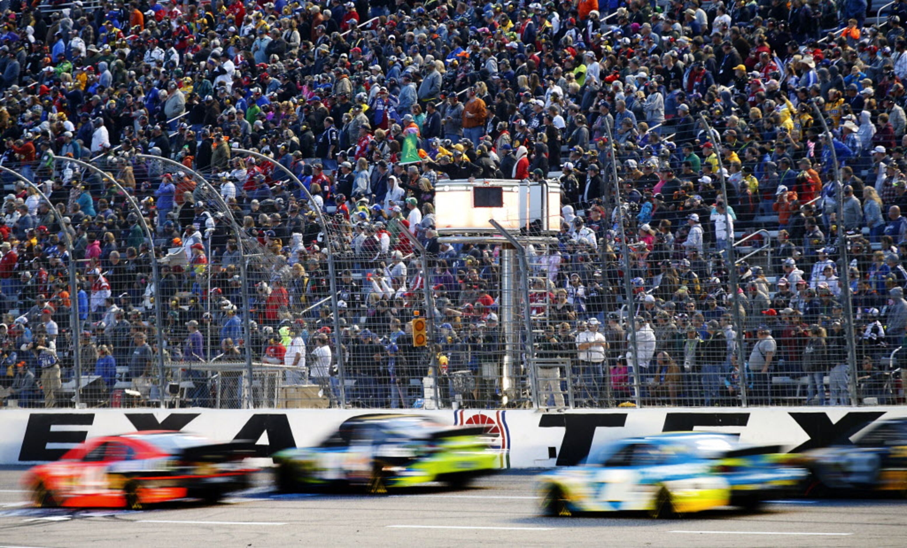 Sprint Cup Series driver Jimmie Johnson (48) celebrates his AAA Texas 500 win in Victory...