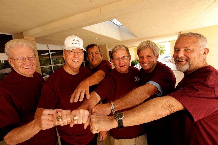 
Members of the Plano High School class of 1965 get together at their old school, which is...