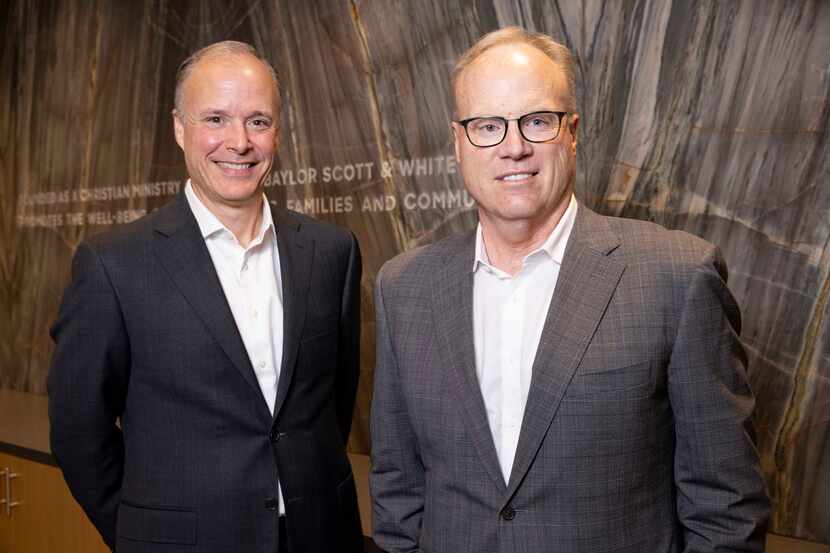 Pete McCanna, left, will step up from president to CEO of Baylor Scott & White Health, after...
