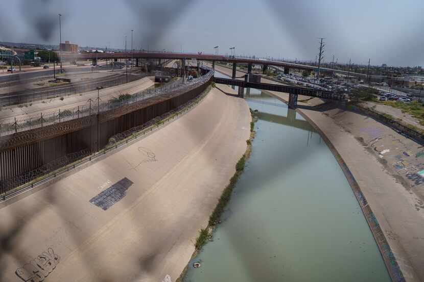 The Rio Grande, which marks the U.-Mexico border line, as it passes through El Paso-Ciudad...