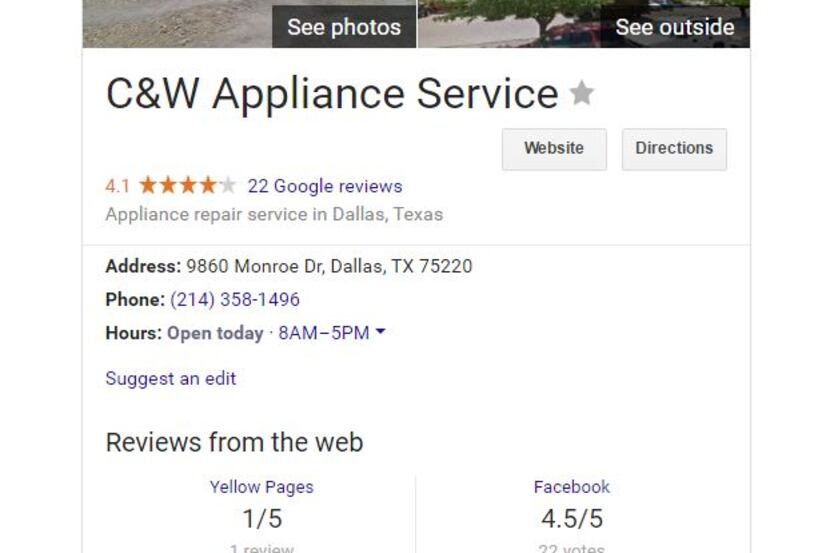 Someone changed the phone number on this Google listing of a longtime Dallas business....