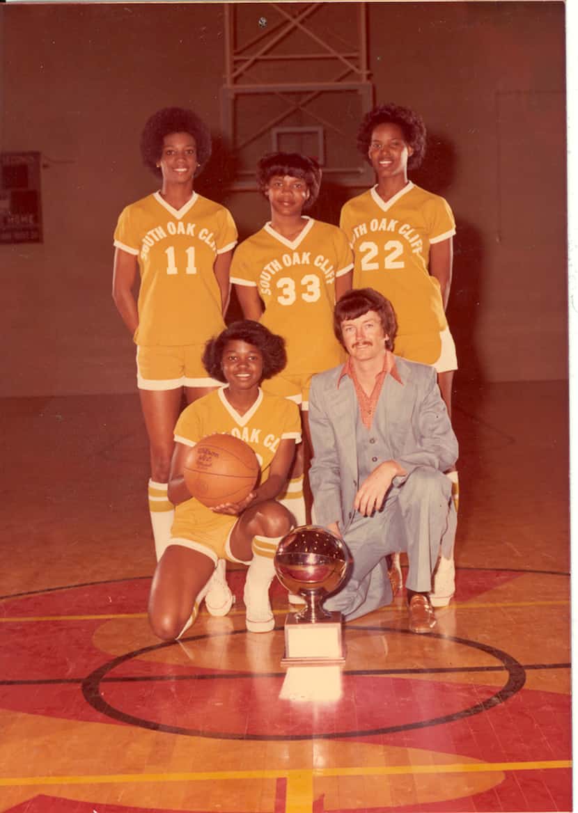 Gary Blair is pictured with the South Oak Cliff basketball team  sometime between 1973 and...