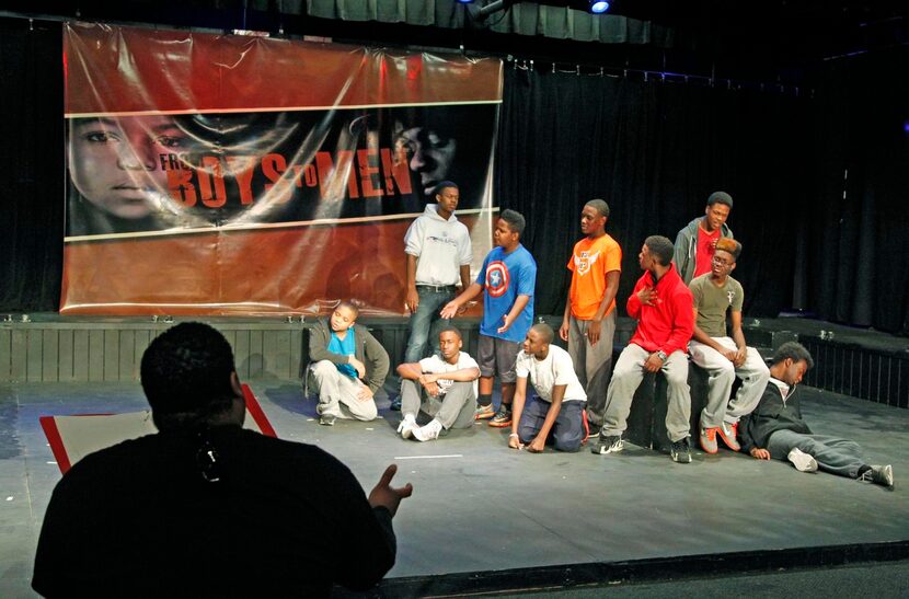 
The cast of From Boys to Men rehearses at the DeSoto Corner Theatre in DeSoto. The play is...