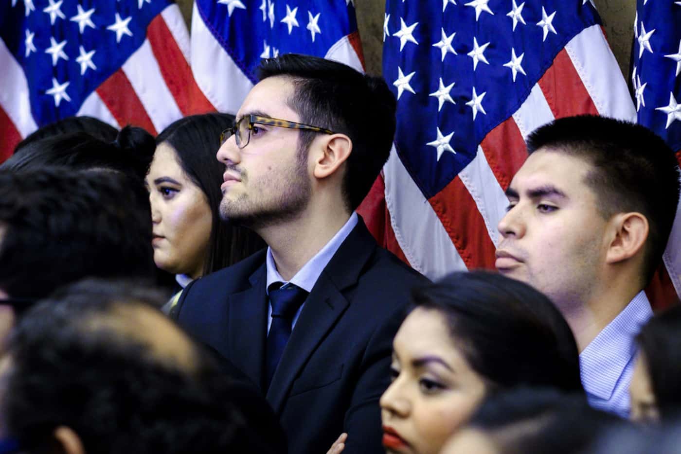 Dreamers invited to attend President Trump's first State of the Union Address look on...