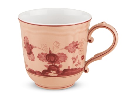 A porcelain mug from Ginori's Oriente Italiano collection offers a luxe coffee or tea...