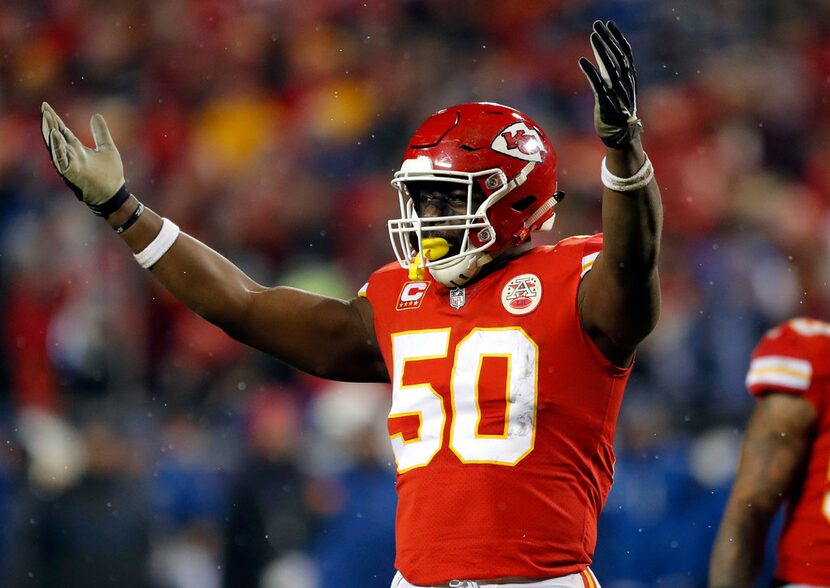 FILE - In this Jan. 12, 2019, file photo, Kansas City Chiefs linebacker Justin Houston (50)...