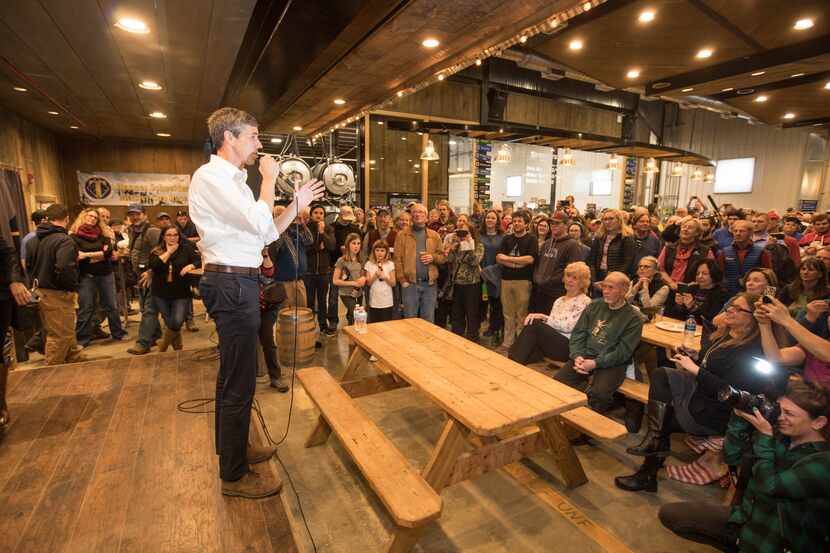 Democratic presidential candidate Beto O'Rourke arrives at a meet and greet at Tuckerman...
