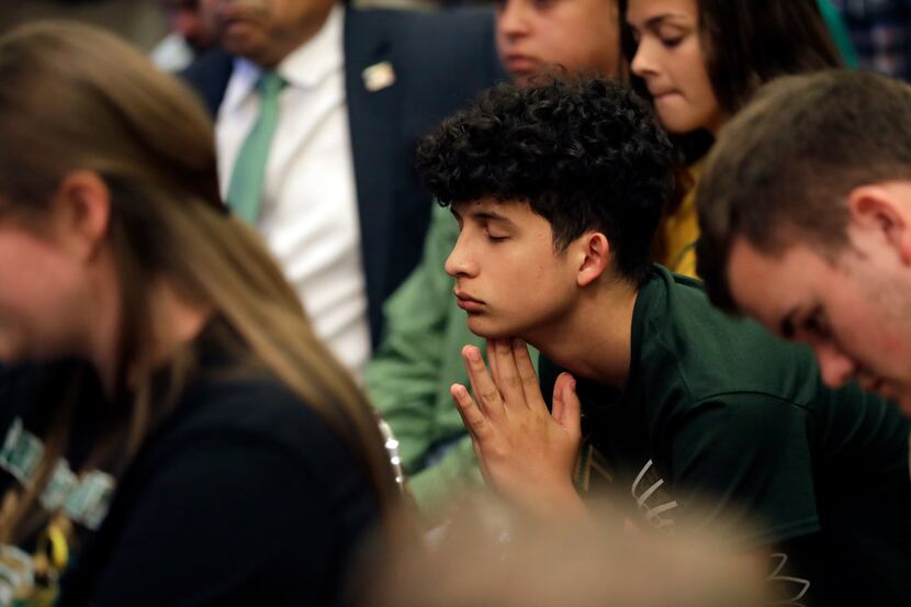 Santa Fe students take part in a roundtable discussion in Austin on May 24, 2018, hosted by...