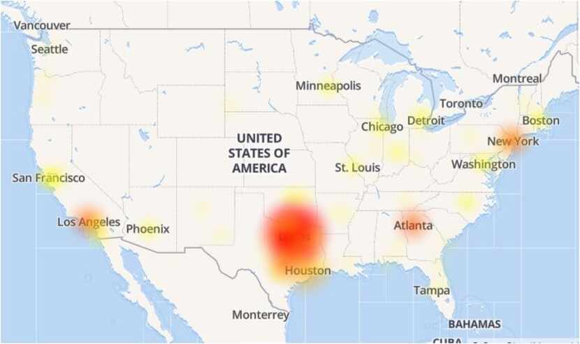 What the Downdetector.com website showed during the AT&T outage. The private site made the...