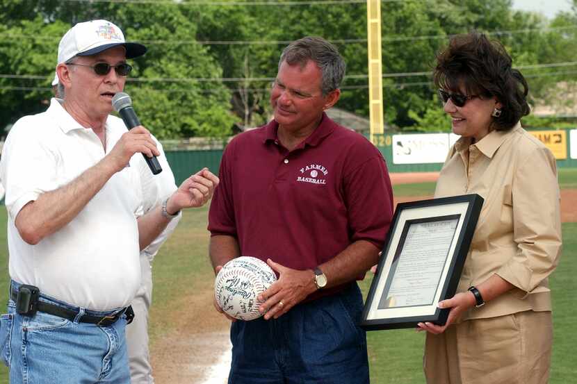 File photo (April 17, 2004) — Mayor Gene Carey of Lewisville presented a proclamation to...