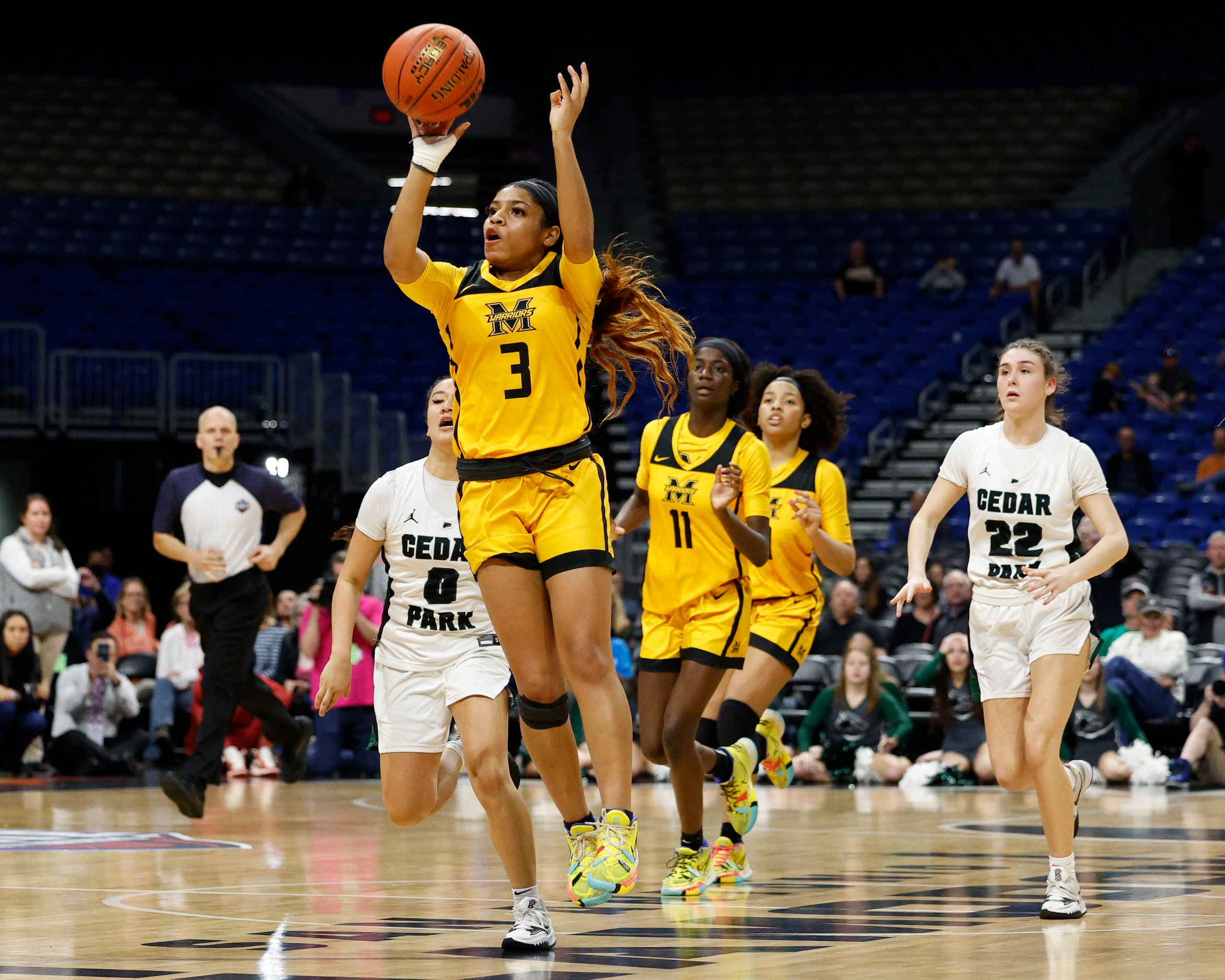 Frisco Memorial guard Wynter Jones (3) launches a desperation shot at the end of the fourth...