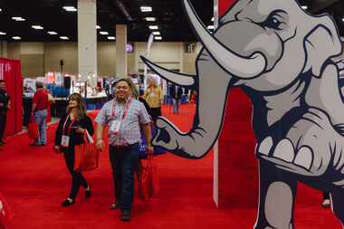Republican delegates and their colleagues from Texas were seen on the expo floor on the...