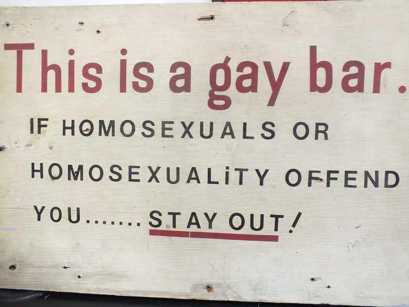 A sign from an early gay bar is displayed at the Stonewall National Museum in Wilton Manors,...