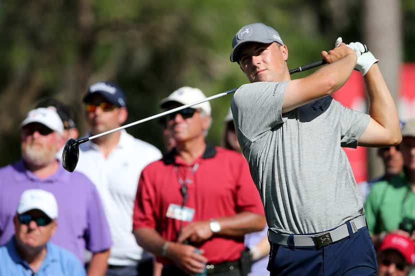 PALM HARBOR, FL - MARCH 14:  Jordan Spieth hits off the 14th tee during the third round of...