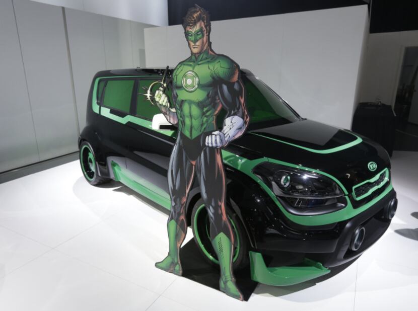 The Green Lantern-wrapped Kia Soul.
