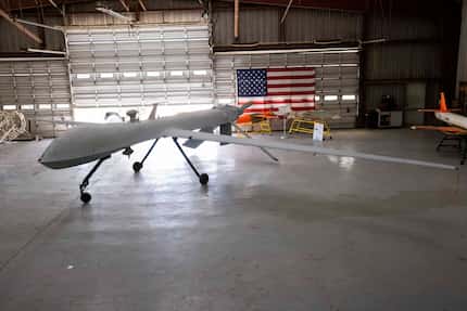A General Atomics MQ-1 Predator on display in the Aviation Unmanned Vehicle Museum in Caddo...