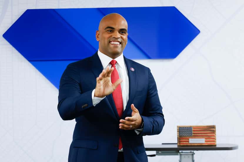 U.S. Rep. Colin Allred, D-Texas, addressed the crowd during an award presentation at the...