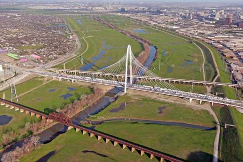 
The Margaret Hunt Hill Bridge spans the Trinity River and its levees. Will a toll road ever...