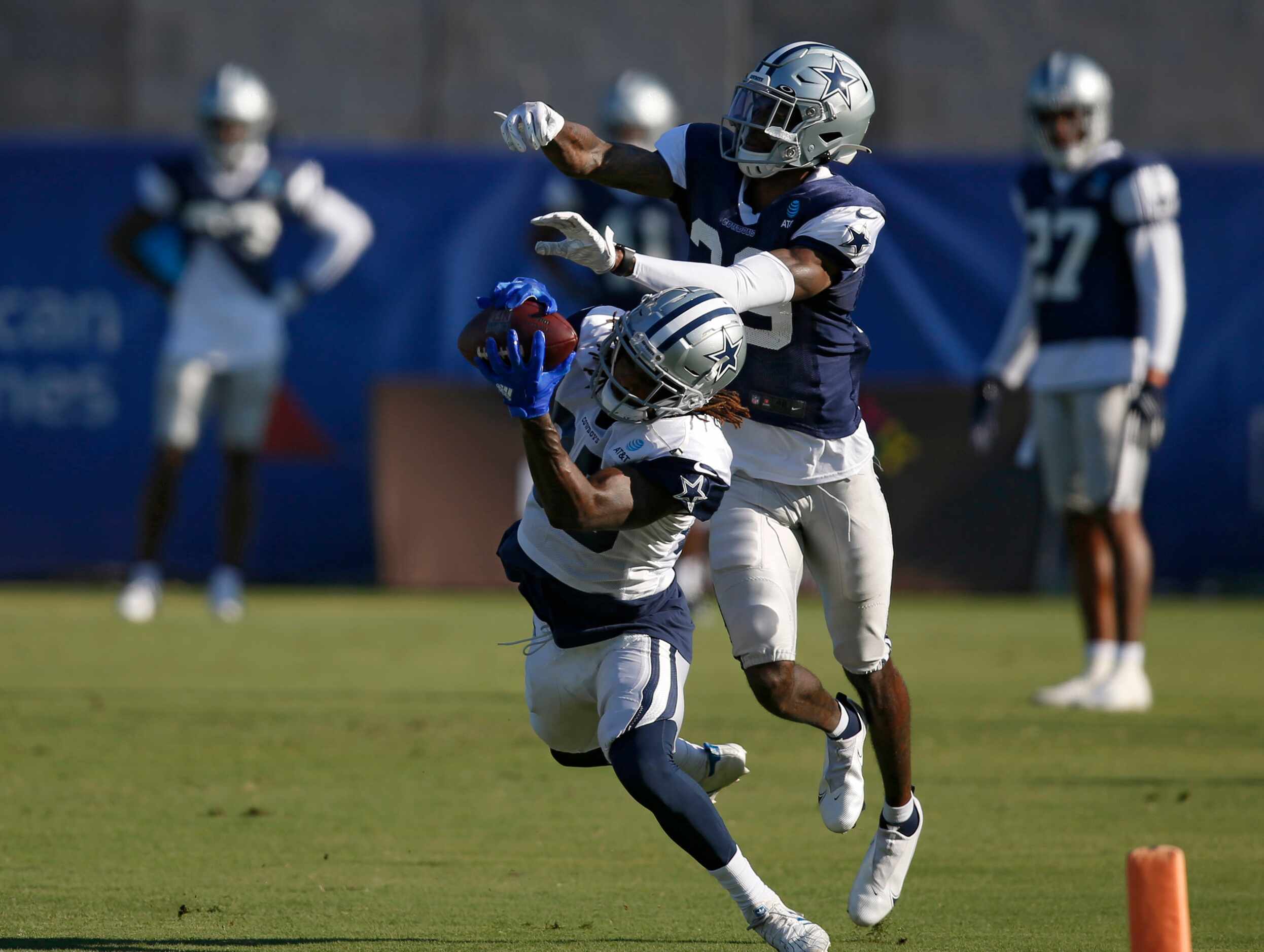 Dallas Cowboys wide receiver Noah Brown (85) catches a pass in front of Dallas Cowboys...