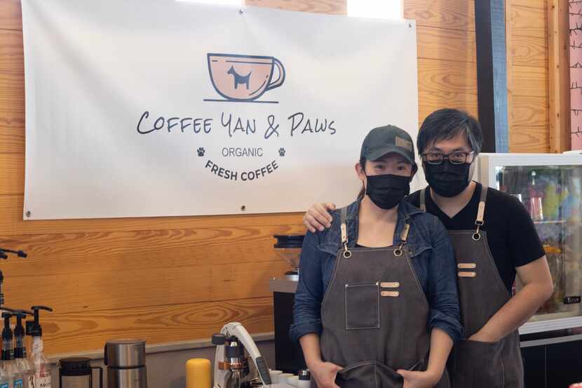 Winnie Tam and Julian Chung, who operate Coffee Yan and Paws at the Frisco Fresh Market,...