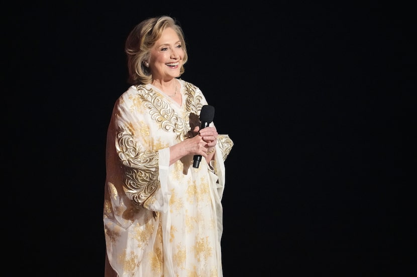 Hilary Clinton presents a musical number from "Suffs" during the 77th Tony Awards on Sunday,...