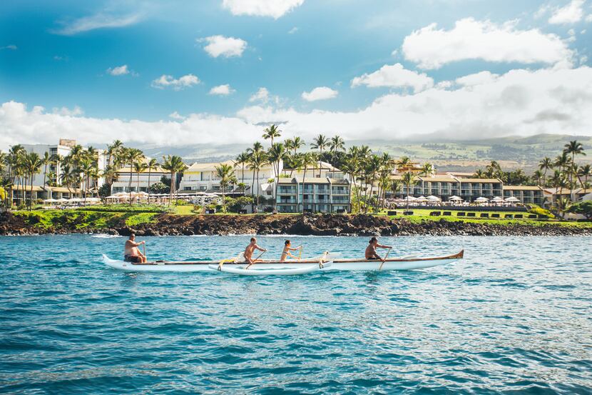Guests at the Wailea Beach Resort can take an outrigger canoe for a spin within view of...