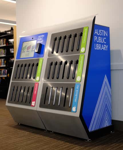 A laptop vending machine at Austin Central Library, Lake Flato & Shepley Bulfinch,...