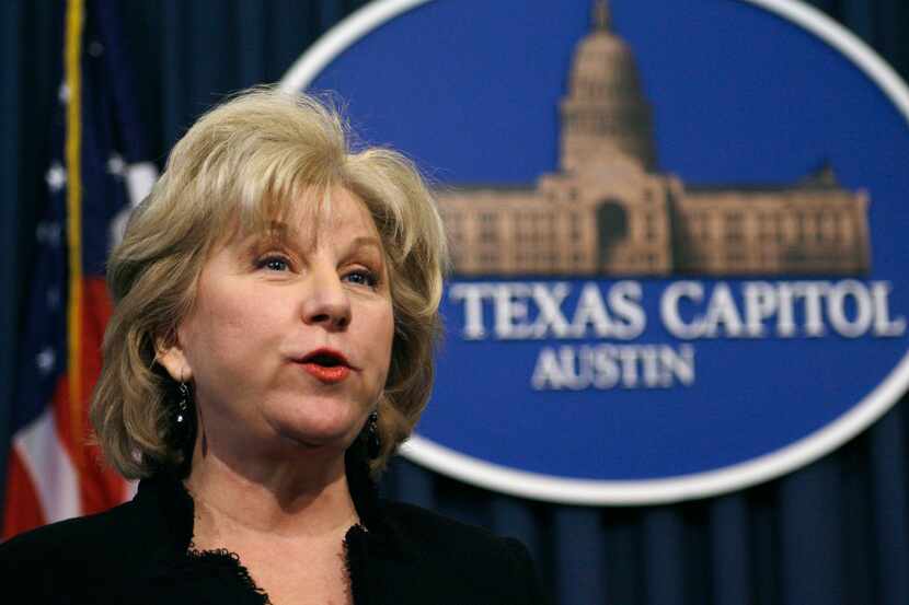 Then-Sen. Jane Nelson speaks during a news conference Tuesday, Feb. 3, 2009, in Austin,...