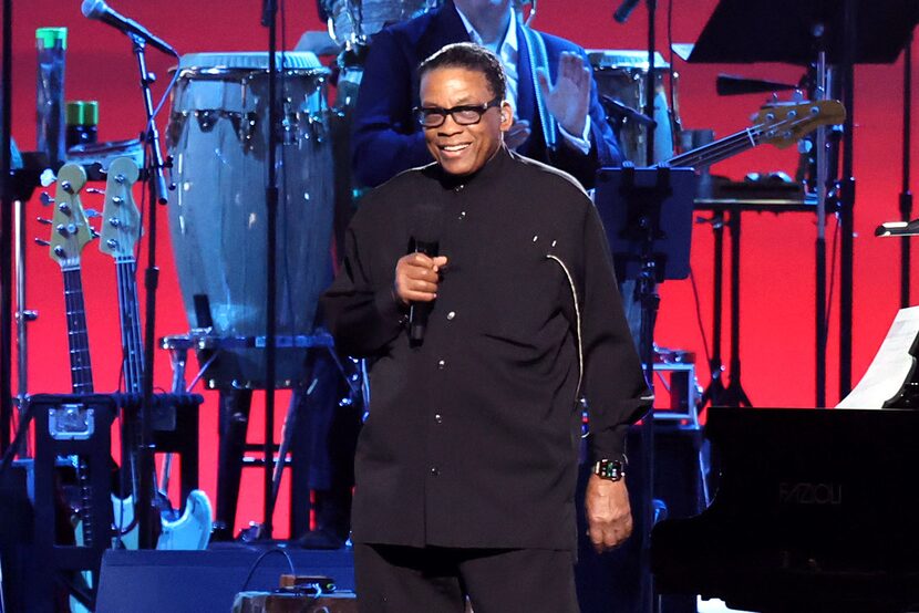 Herbie Hancock speaks onstage during MusiCares Person of the Year honoring Joni Mitchell at...