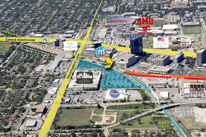 The DART parking lots up for grabs — shown in blue — are next door to the popular...