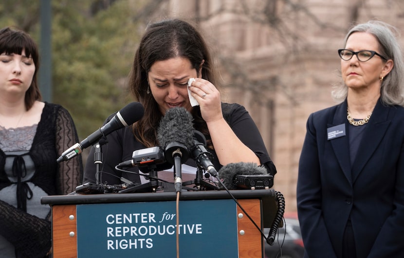 Anna Zargarian, one of five plaintiffs in Zurawski v. State of Texas, speaks at the Texas...