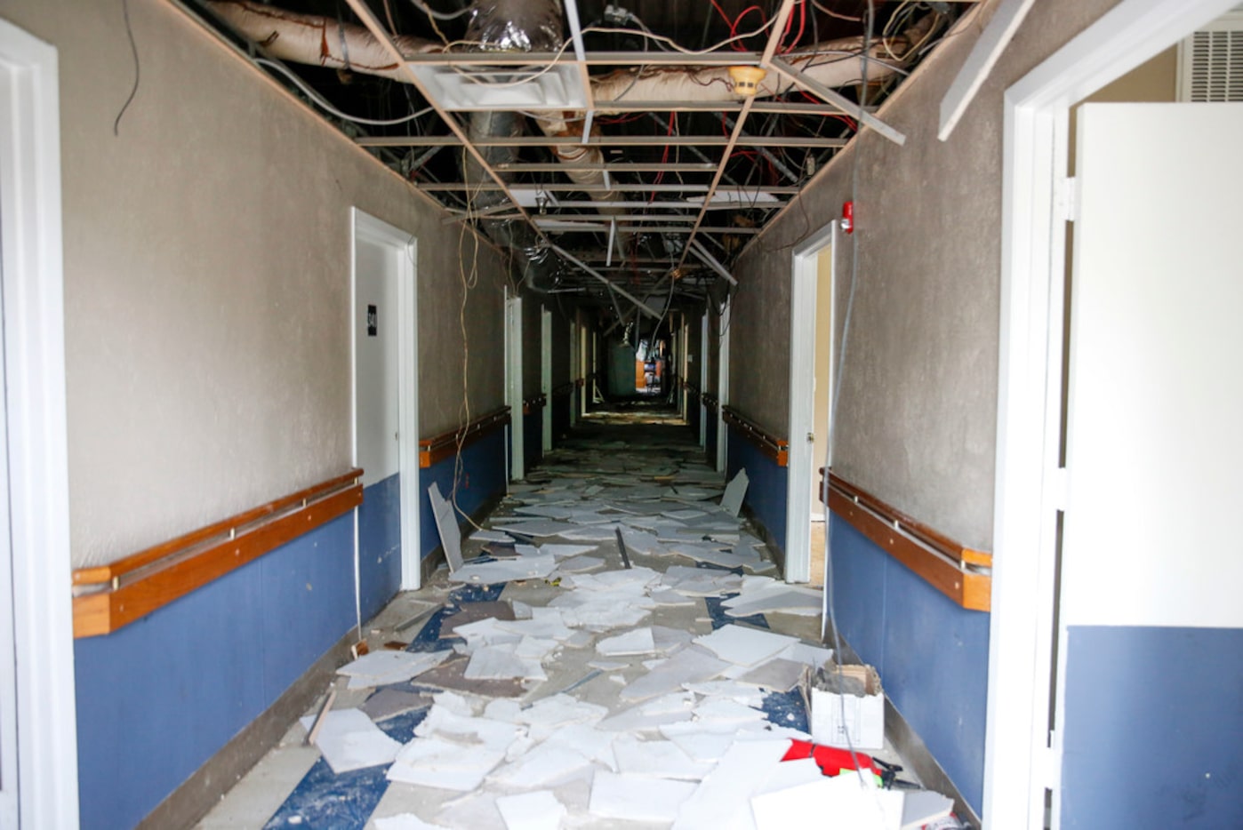 A hallway inside the Han Gil on Wednesday. The motel was shut down after being raided by...