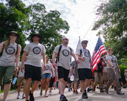 USAA workers in a Carry the Load march.