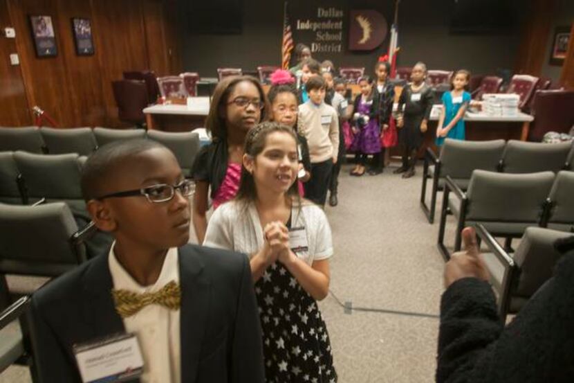 
Fourth- and fifth-grade students wait to begin the 22nd Gardere MLK Jr. Oratory Competition...