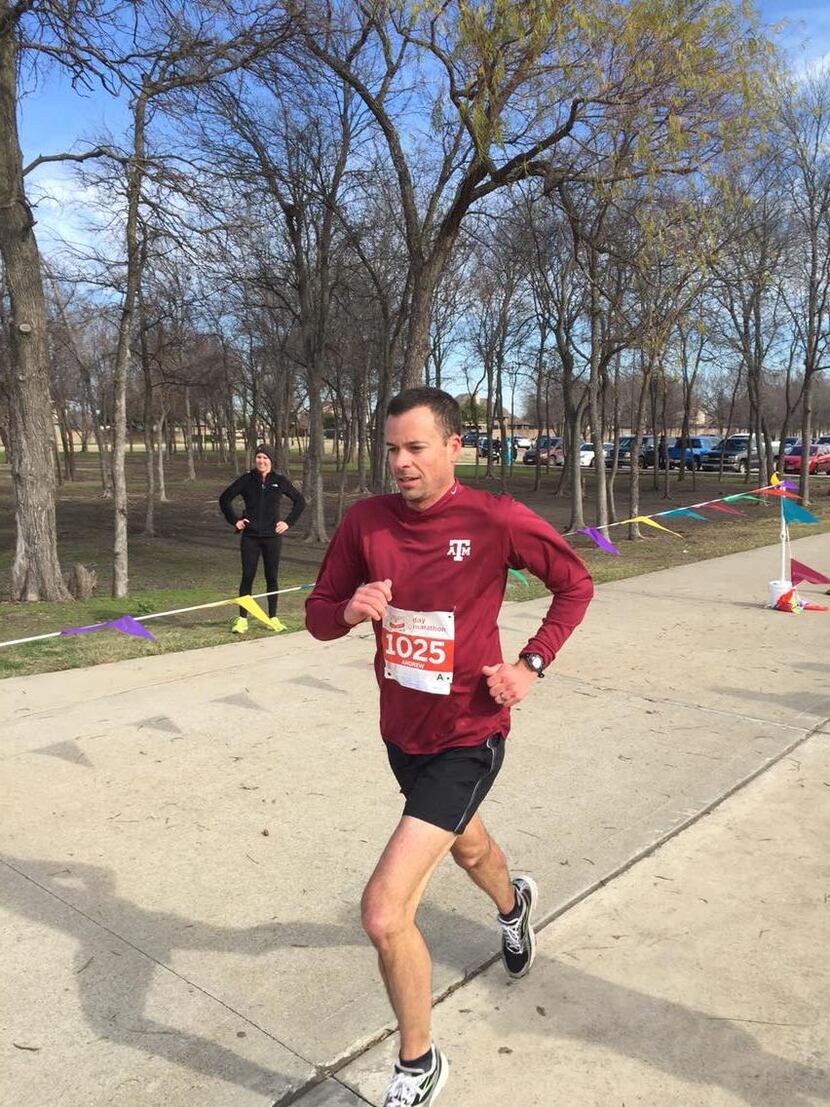 Here's Andrew Cook finishing his second marathon in two days at the New Years Double in...