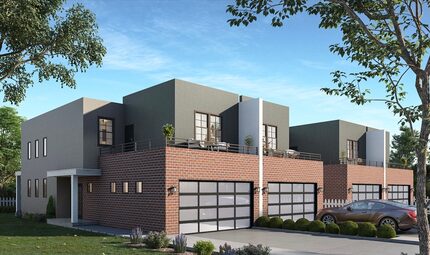 A rendering of a duplex building in the Jeffries-Meyers neighborhood near Fair Park with two...