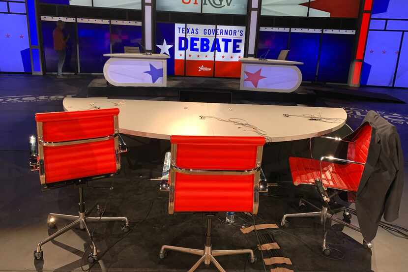 A look at the stage at The University of Texas Rio Grande Valley hours before a debate...