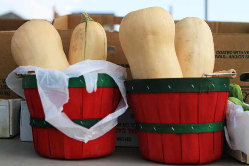 Butternut squash from Fisher Farms being sold at Coppell's farmers market, on Sept. 07, 2013...