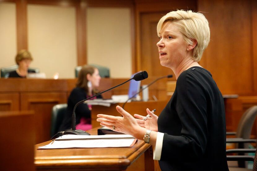 Rep. Sarah Davis of District 134 testifies on her House Bill 2453 before the House Human...