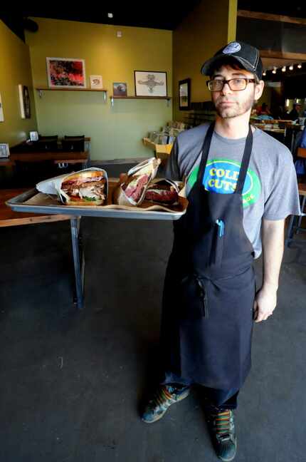 Chef Oliver Sitrin serves up house-made pastrami at Goodfriend Package in Dallas, TX on...