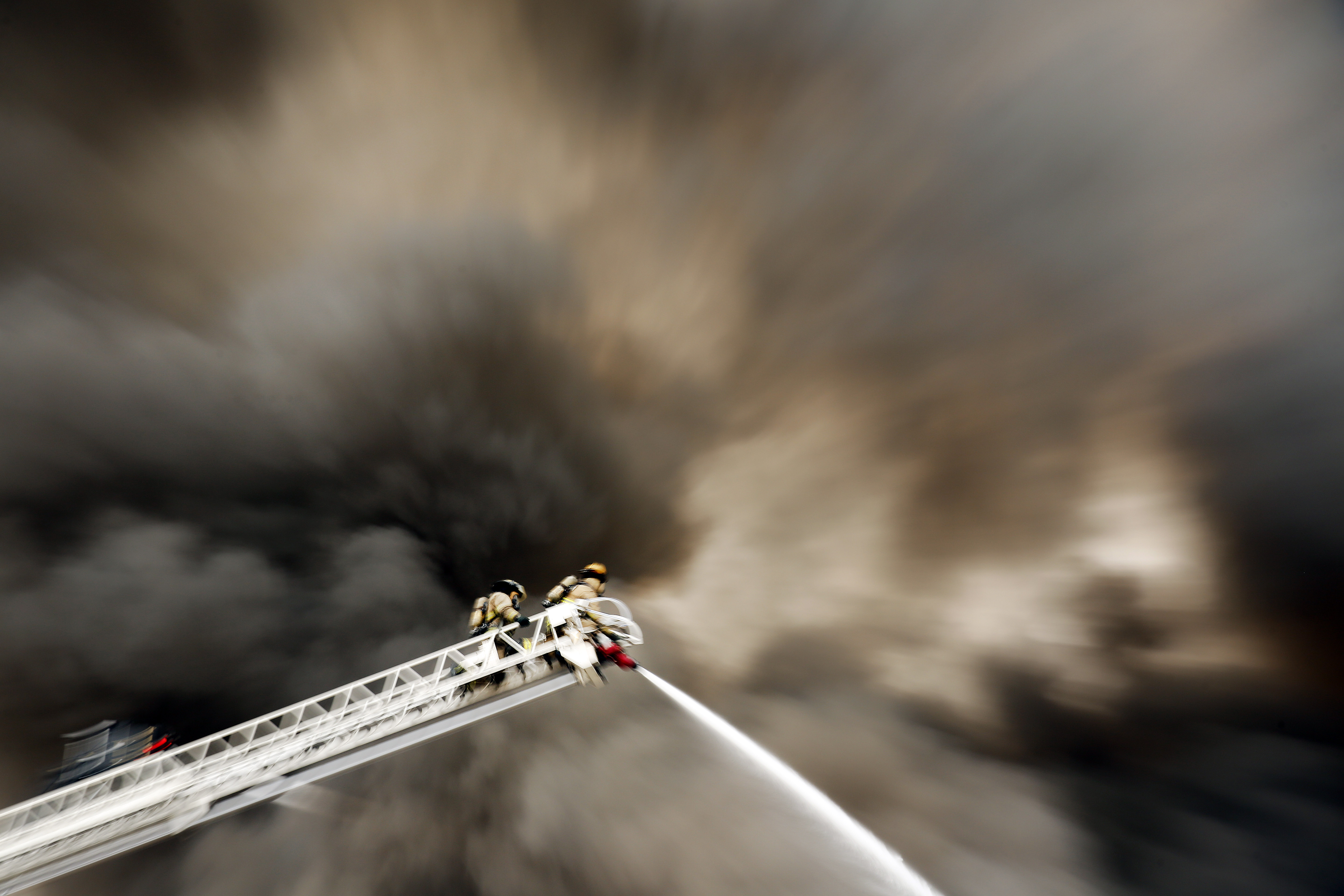 Fort Worth firefighters battle a large 5-alarm fire at the Advanced Foam Recycling facility...