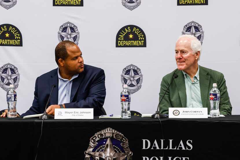 Dallas Mayor Eric Johnson and Texas Sen. John Cornyn celebrated the Law Enforcement...