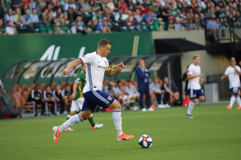Reto Ziegler dribbles the ball against the Portland Timbers. (6-30-19)