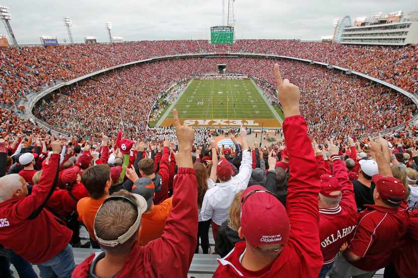Sooner fans get amped for the opening kickoff during the Oklahoma University Sooners vs. the...