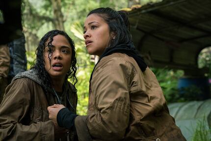 Tessa Thompson, left, and Gina Rodriguez in a scene from "Annihilation." 