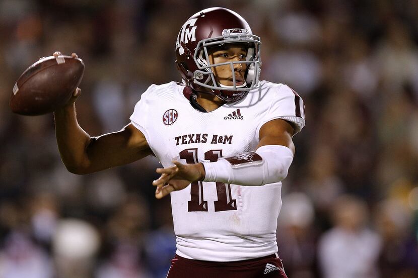 STARKVILLE, MS - OCTOBER 27: Kellen Mond #11 of the Texas A&M Aggies throws the ball during...