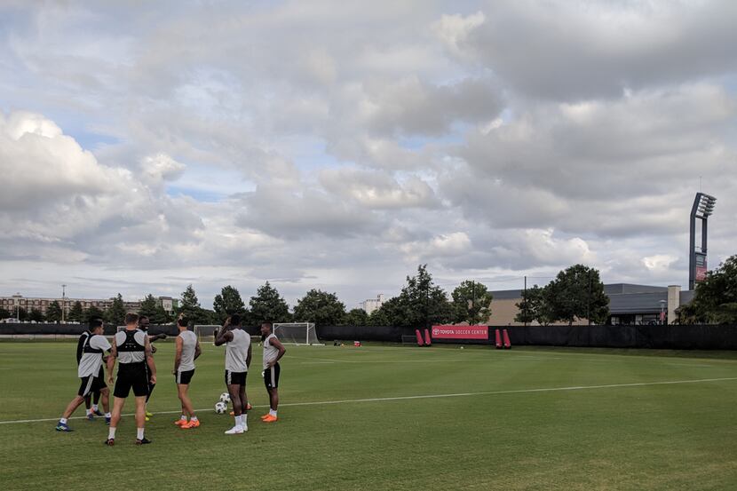 FC Dallas conducts evening training under a cloudy sky. (6-19-18)