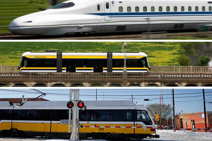 
From top: The Central Japan Railway train proposed for high-speed service between Dallas...